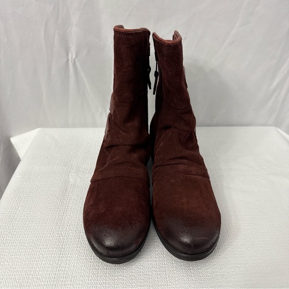 Miz Mooz Leather Ankle Boots Triple Strap Merlot Red - Picture 3 of 12